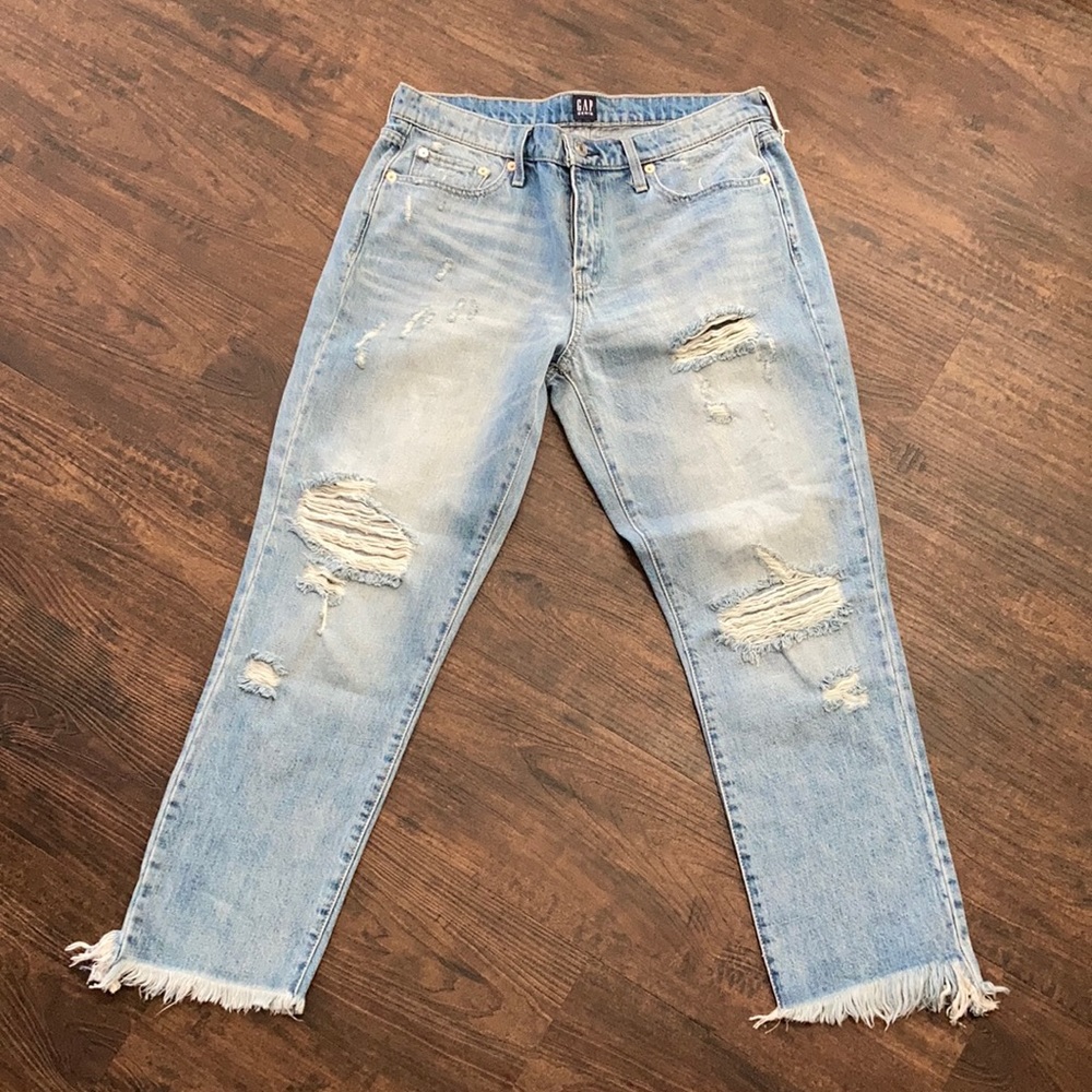 Gap distressed girlfriend jeans